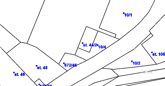 Parcela st. 44/2 v KÚ Stradouň, Katastrální mapa