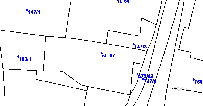 Parcela st. 67 v KÚ Stradouň, Katastrální mapa