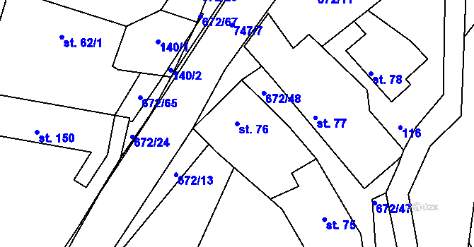 Parcela st. 76 v KÚ Stradouň, Katastrální mapa