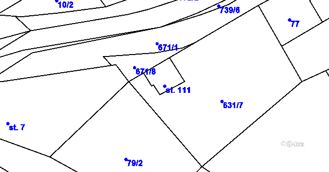 Parcela st. 111 v KÚ Stradouň, Katastrální mapa