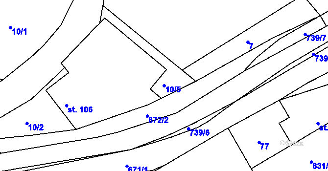 Parcela st. 10/5 v KÚ Stradouň, Katastrální mapa