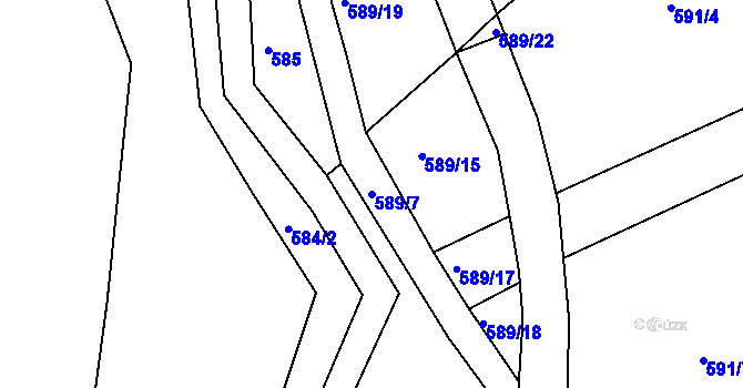 Parcela st. 589/7 v KÚ Stradouň, Katastrální mapa