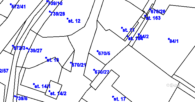 Parcela st. 670/5 v KÚ Stradouň, Katastrální mapa