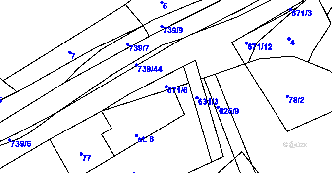 Parcela st. 671/6 v KÚ Stradouň, Katastrální mapa