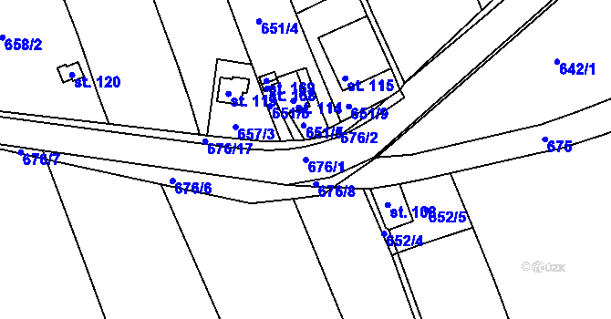 Parcela st. 676/1 v KÚ Stradouň, Katastrální mapa