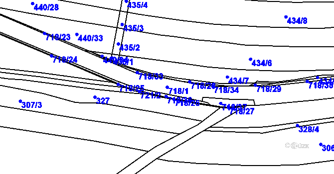 Parcela st. 718/1 v KÚ Stradouň, Katastrální mapa