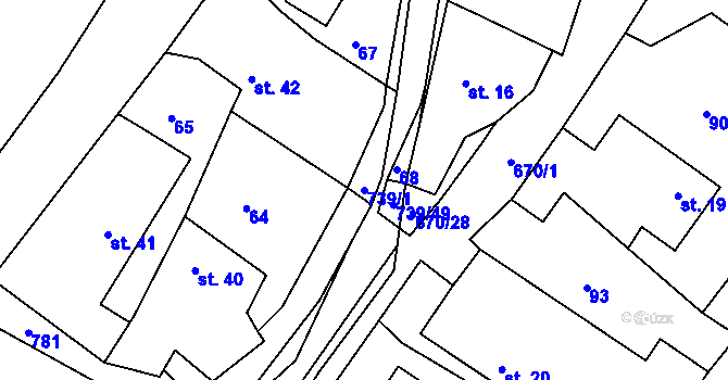 Parcela st. 739/1 v KÚ Stradouň, Katastrální mapa