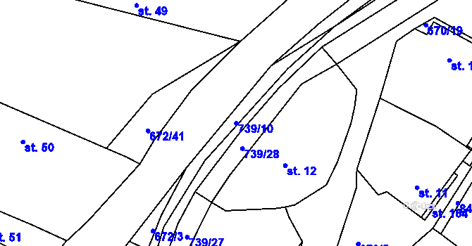 Parcela st. 739/10 v KÚ Stradouň, Katastrální mapa