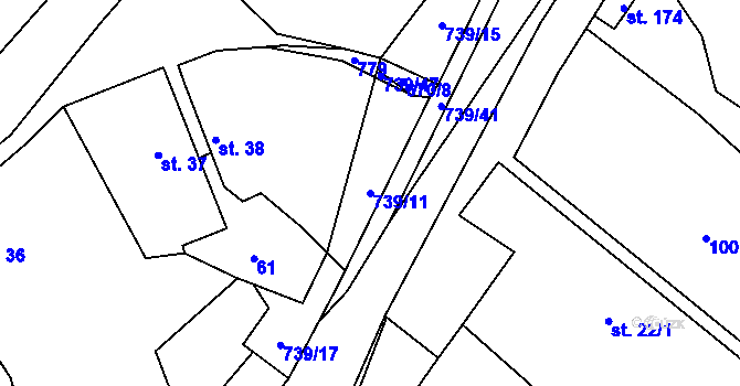 Parcela st. 739/11 v KÚ Stradouň, Katastrální mapa