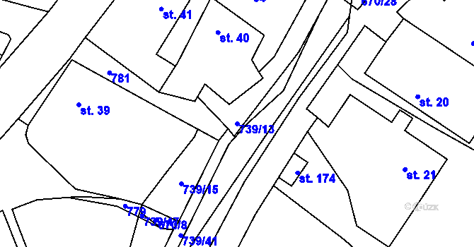 Parcela st. 739/13 v KÚ Stradouň, Katastrální mapa
