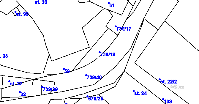 Parcela st. 739/19 v KÚ Stradouň, Katastrální mapa