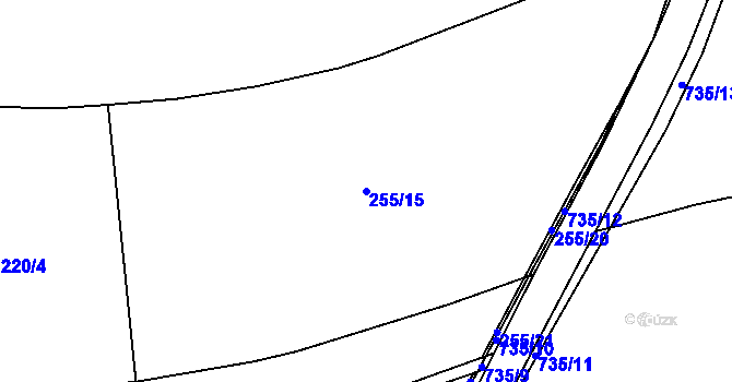 Parcela st. 255/15 v KÚ Stradouň, Katastrální mapa