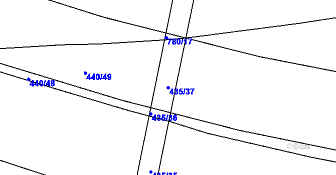 Parcela st. 435/37 v KÚ Stradouň, Katastrální mapa