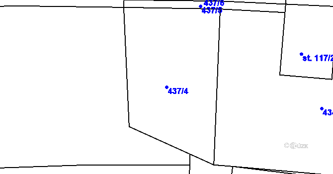 Parcela st. 437/4 v KÚ Stradouň, Katastrální mapa
