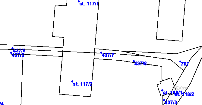 Parcela st. 437/7 v KÚ Stradouň, Katastrální mapa