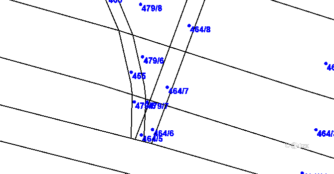 Parcela st. 464/7 v KÚ Stradouň, Katastrální mapa