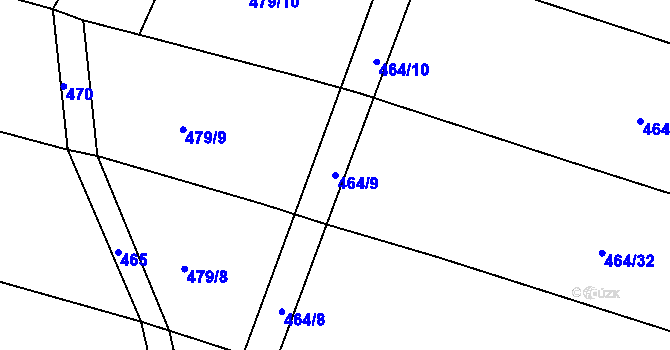 Parcela st. 464/9 v KÚ Stradouň, Katastrální mapa