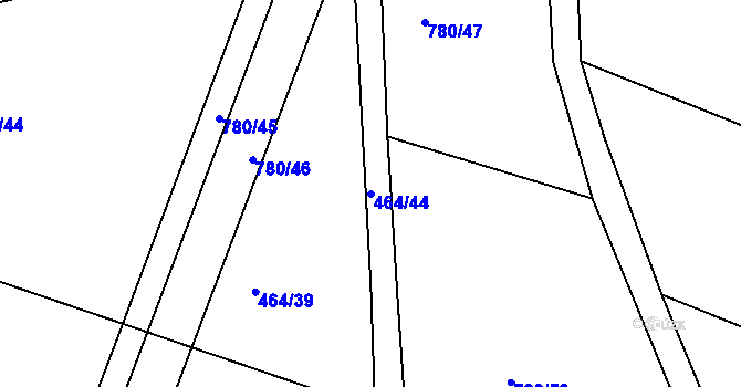 Parcela st. 464/44 v KÚ Stradouň, Katastrální mapa