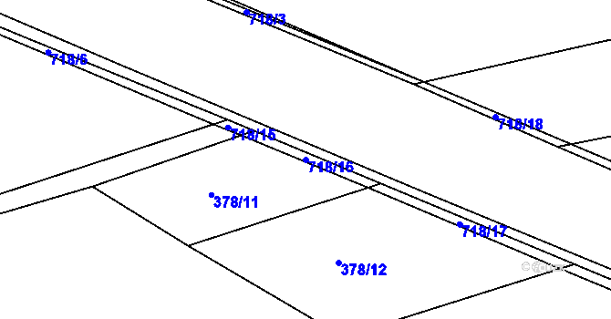 Parcela st. 718/16 v KÚ Stradouň, Katastrální mapa