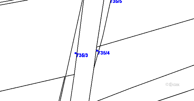 Parcela st. 735/4 v KÚ Stradouň, Katastrální mapa