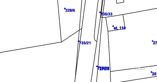 Parcela st. 735/21 v KÚ Stradouň, Katastrální mapa