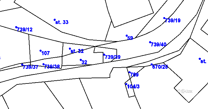 Parcela st. 739/39 v KÚ Stradouň, Katastrální mapa