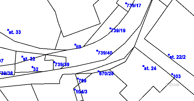 Parcela st. 739/40 v KÚ Stradouň, Katastrální mapa