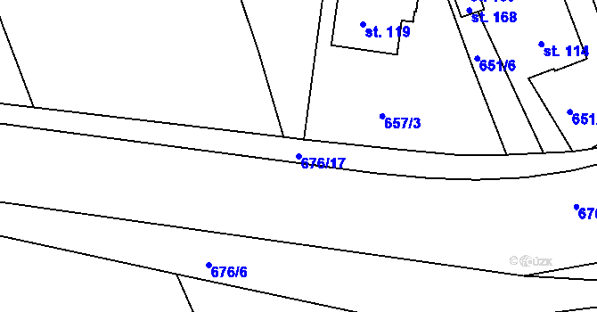 Parcela st. 676/17 v KÚ Stradouň, Katastrální mapa