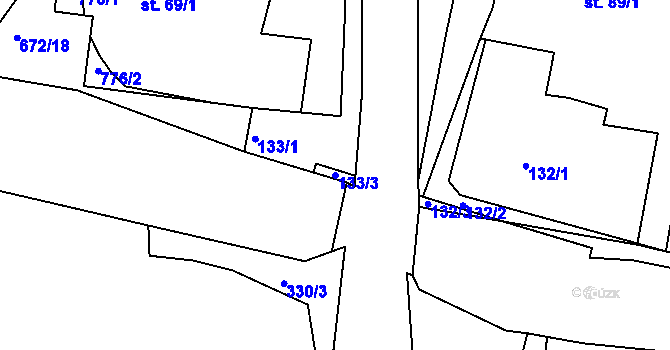 Parcela st. 133/3 v KÚ Stradouň, Katastrální mapa