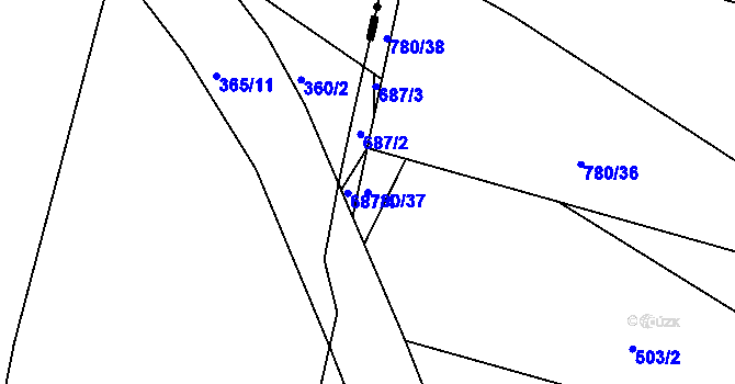 Parcela st. 780/37 v KÚ Stradouň, Katastrální mapa