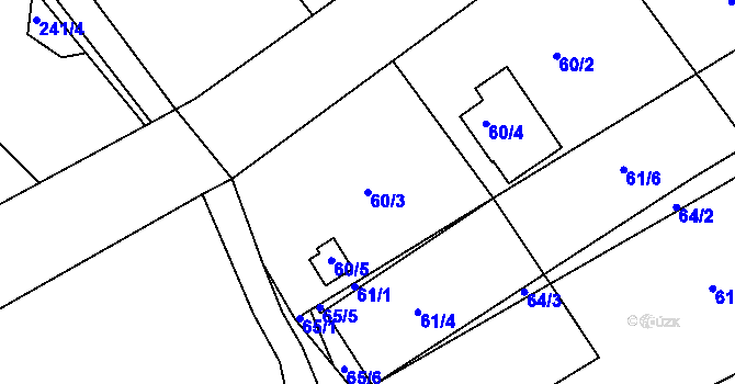 Parcela st. 60/3 v KÚ Stradov u Chabařovic, Katastrální mapa