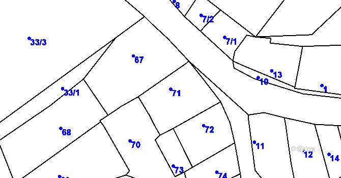 Parcela st. 71 v KÚ Stradov u Chabařovic, Katastrální mapa