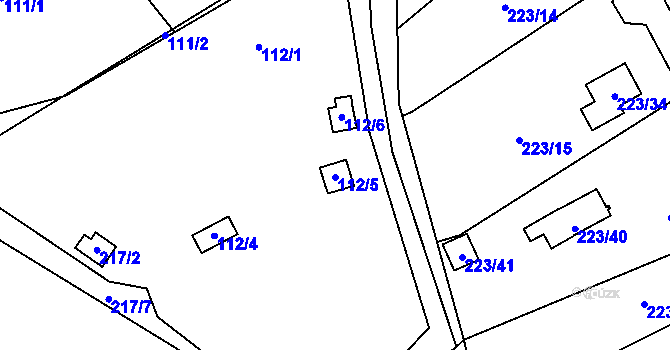 Parcela st. 112/5 v KÚ Stradov u Chabařovic, Katastrální mapa