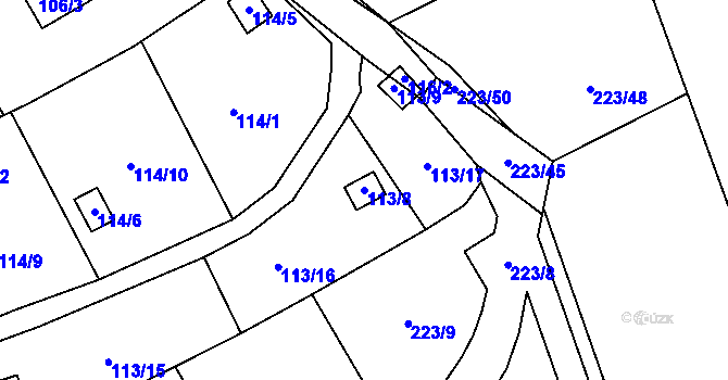 Parcela st. 113/8 v KÚ Stradov u Chabařovic, Katastrální mapa