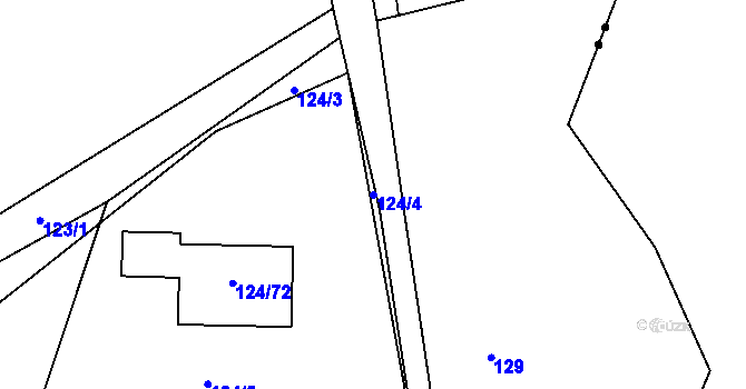 Parcela st. 124/4 v KÚ Stradov u Chabařovic, Katastrální mapa