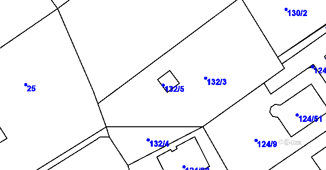 Parcela st. 132/5 v KÚ Stradov u Chabařovic, Katastrální mapa