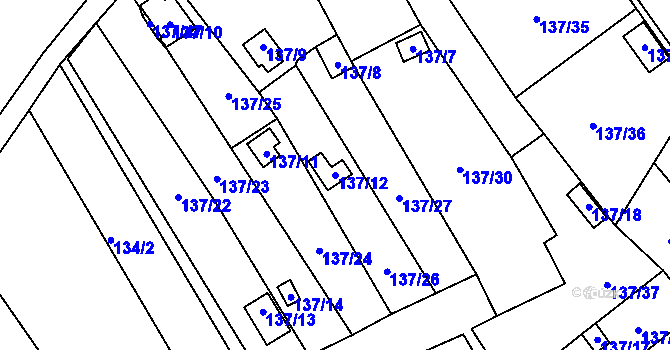 Parcela st. 137/12 v KÚ Stradov u Chabařovic, Katastrální mapa