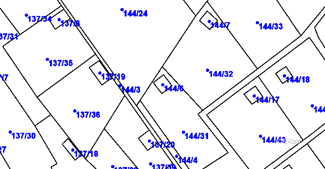 Parcela st. 144/6 v KÚ Stradov u Chabařovic, Katastrální mapa