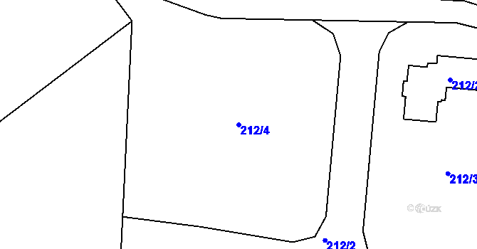 Parcela st. 212/4 v KÚ Stradov u Chabařovic, Katastrální mapa
