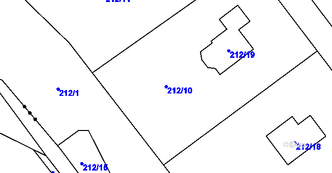 Parcela st. 212/10 v KÚ Stradov u Chabařovic, Katastrální mapa
