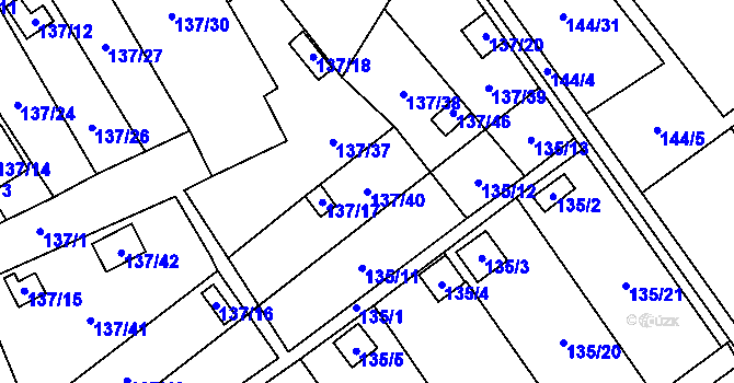 Parcela st. 137/40 v KÚ Stradov u Chabařovic, Katastrální mapa