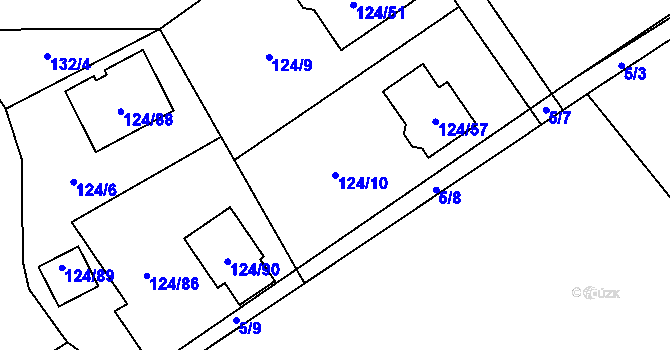 Parcela st. 124/10 v KÚ Stradov u Chabařovic, Katastrální mapa