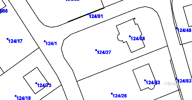 Parcela st. 124/27 v KÚ Stradov u Chabařovic, Katastrální mapa