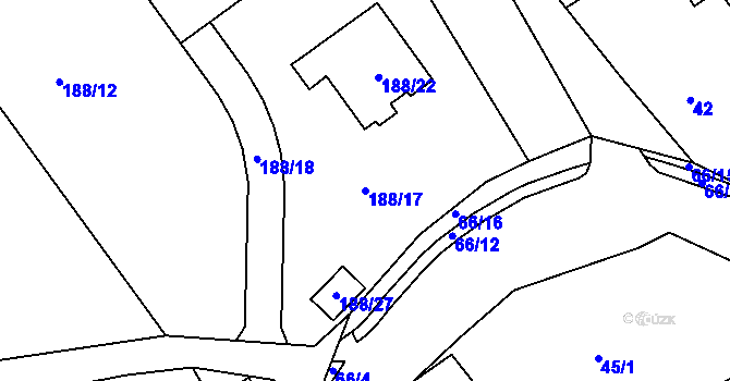 Parcela st. 188/17 v KÚ Stradov u Chabařovic, Katastrální mapa