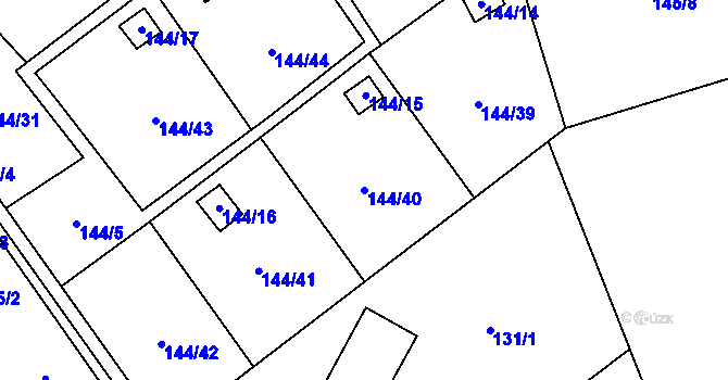 Parcela st. 144/40 v KÚ Stradov u Chabařovic, Katastrální mapa