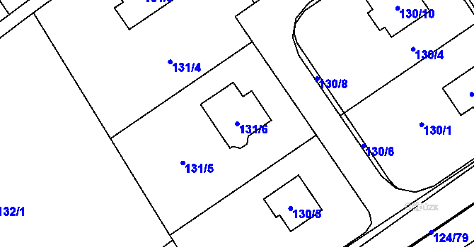 Parcela st. 131/6 v KÚ Stradov u Chabařovic, Katastrální mapa