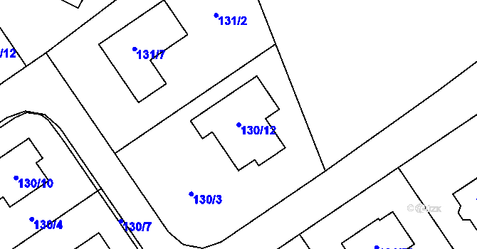 Parcela st. 130/12 v KÚ Stradov u Chabařovic, Katastrální mapa
