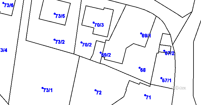 Parcela st. 69/2 v KÚ Strahovice, Katastrální mapa