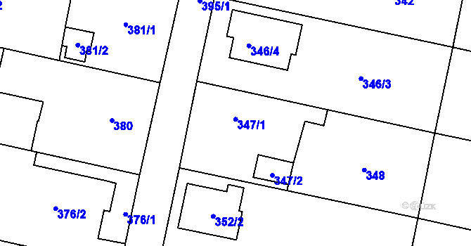 Parcela st. 347/1 v KÚ Strahovice, Katastrální mapa
