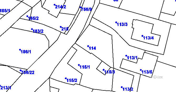 Parcela st. 114 v KÚ Strahovice, Katastrální mapa